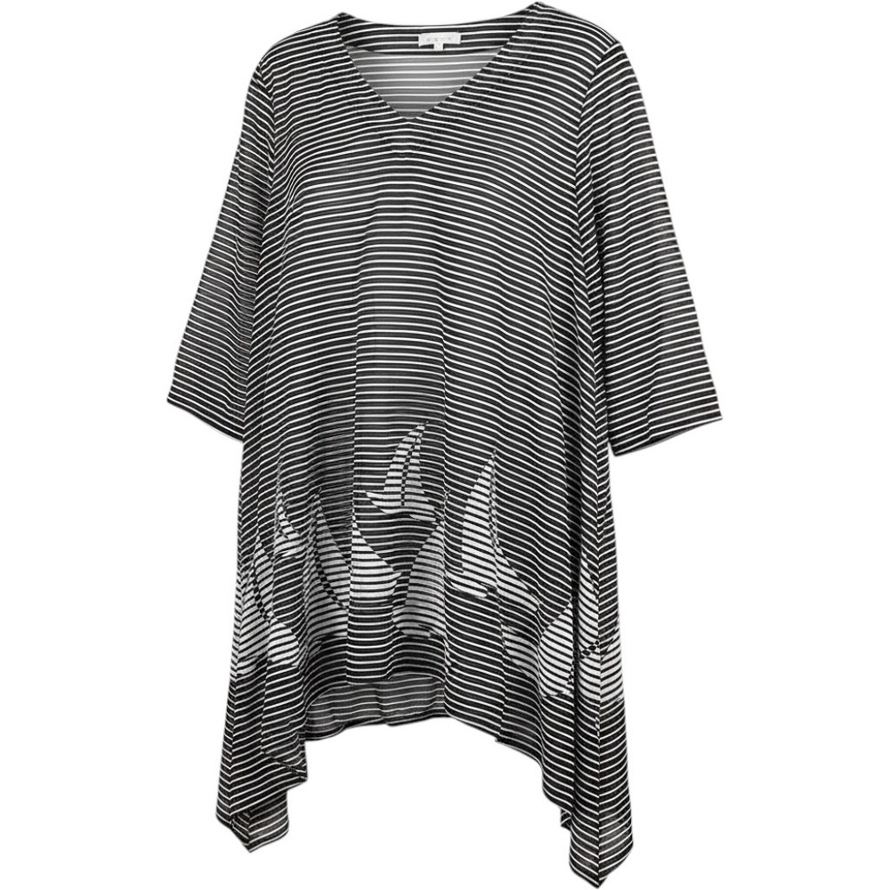 Indigo Soul Black & White Pinstripe Nautical Boat Cover Up Size 2XL